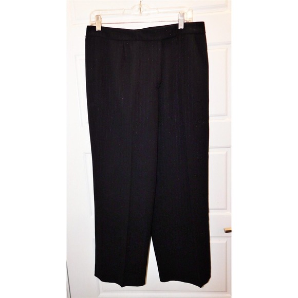 New Bill Burns Signature Italy Black Metallic Silver Pinstripe Dress Pants sz 12